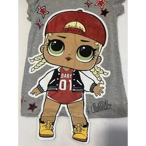 LOL Surprise Girls Short Sleeve Large Graphic Grey Cute T Shirt Child S!